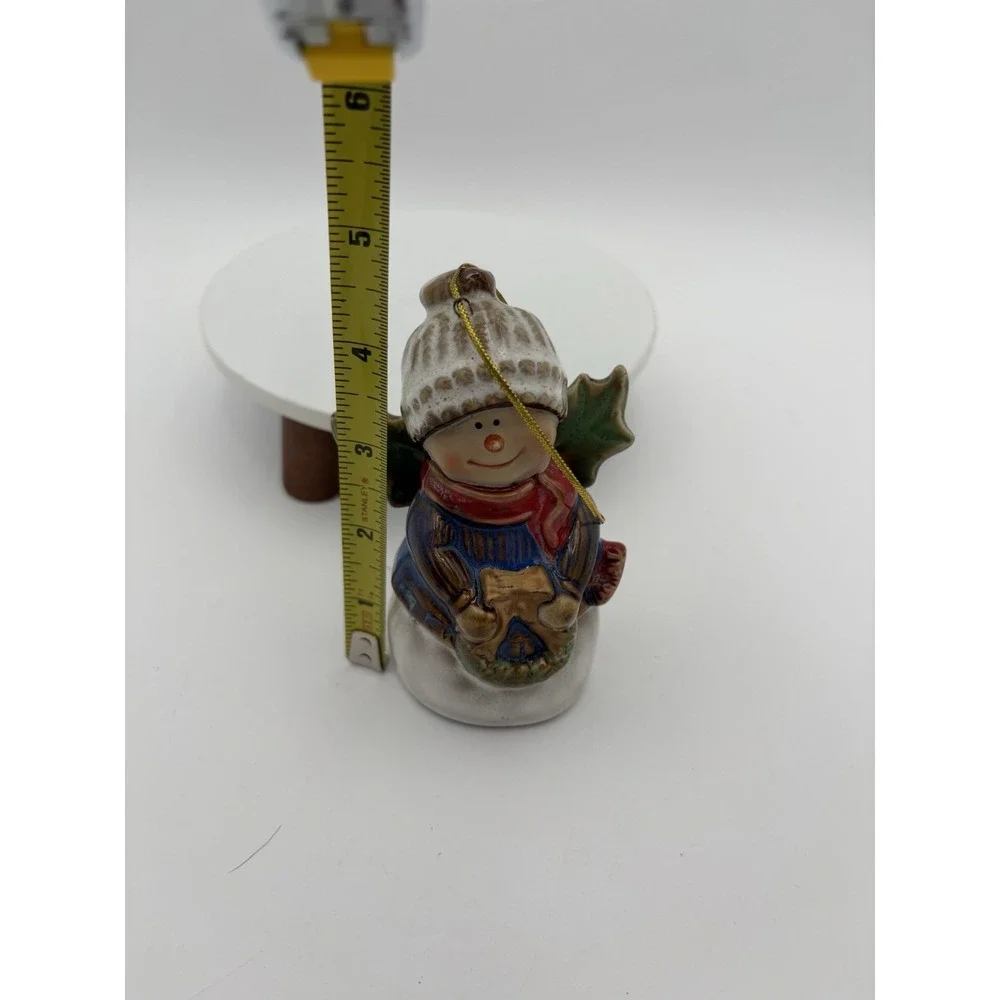 Snow Angel bell ornament‎ pottery Handmade vintage hang Christmas tree 4.5